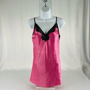 Victoria's Secret Tease Satin Lace-Trim Slip Mini Cami Babydoll Size S Pink